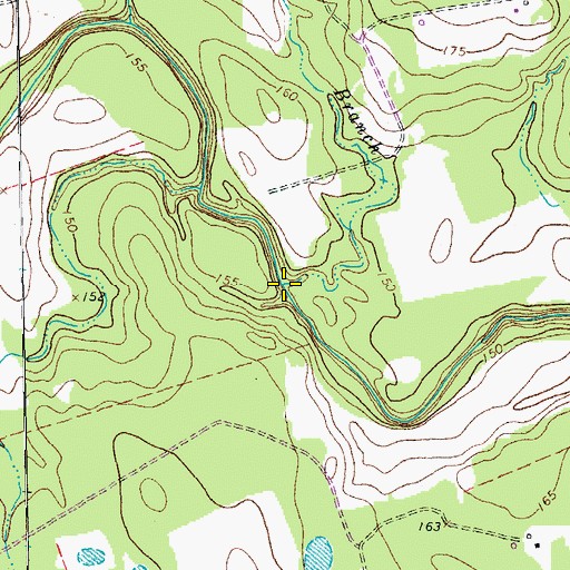 Topographic Map of Ryan Branch, TX