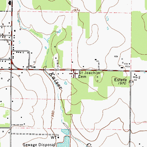 Topographic Map of Saint Joachim Cemetery, TX