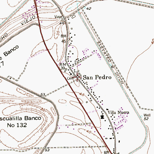 Topographic Map of San Pedro, TX