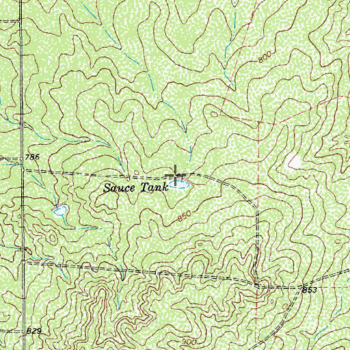 Topographic Map of Sauce Tank, TX