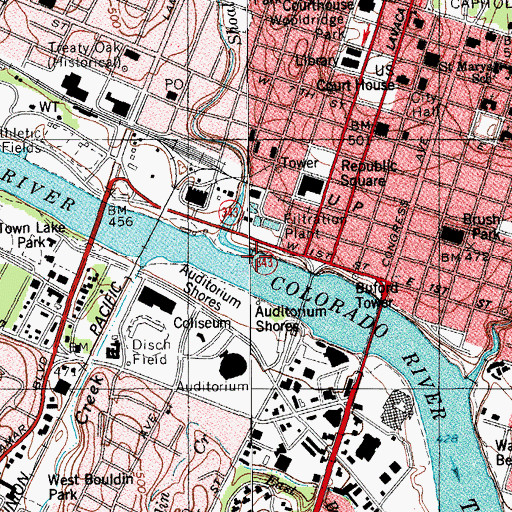 Topographic Map of Shoal Creek, TX