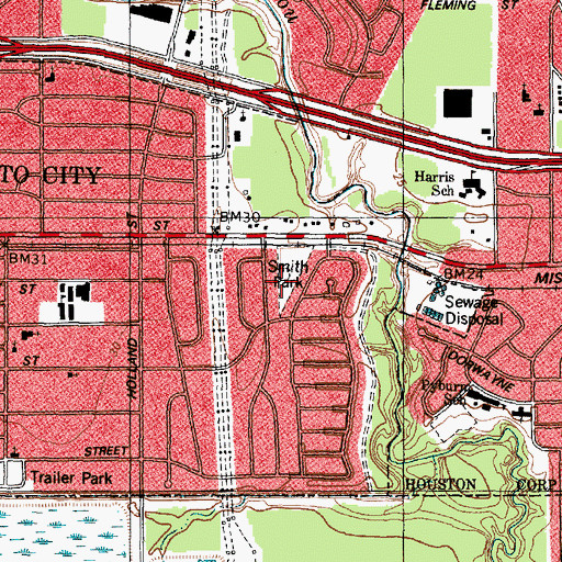 Topographic Map of Smith Park, TX