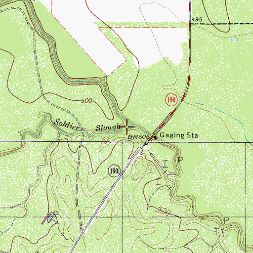 Topographic Map of Soldier Slough, TX