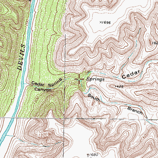 Topographic Map of South Branch Cedar Spring Canyon, TX