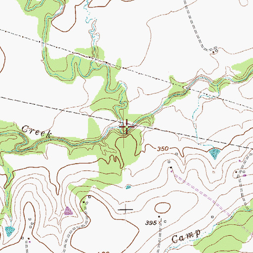 Topographic Map of Spencer Pool Creek, TX