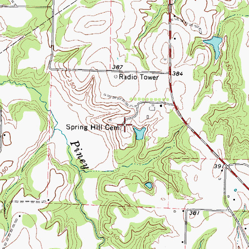 Topographic Map of Springhill Cemetery, TX