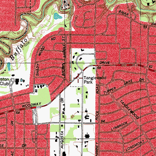Topographic Map of Tanglewood Park, TX