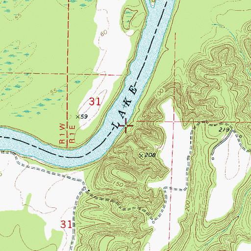 Topographic Map of Nanafalia Landing, AL