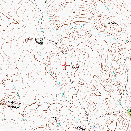 Topographic Map of Tres Parlmas Tank, TX