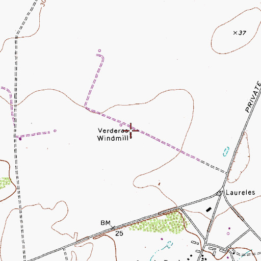 Topographic Map of Verderas Windmill, TX