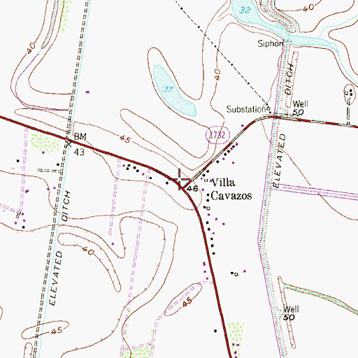 Topographic Map of Villa Cavazos, TX