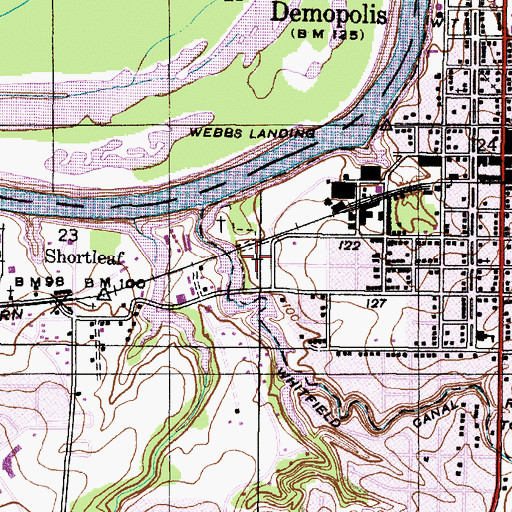 Topographic Map of Riverside Cemetery, AL