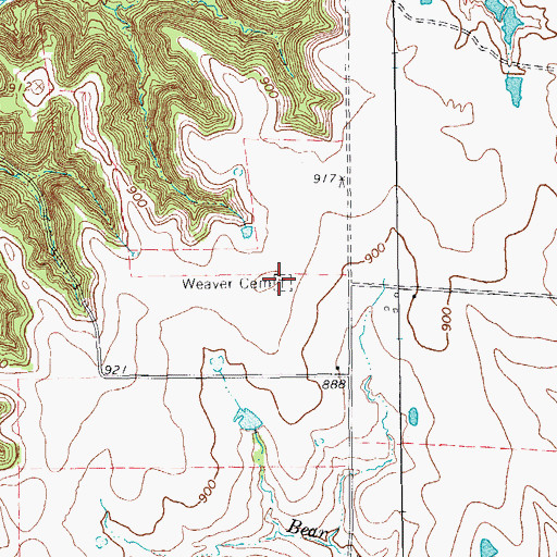 Topographic Map of Weaver Cemetery, TX