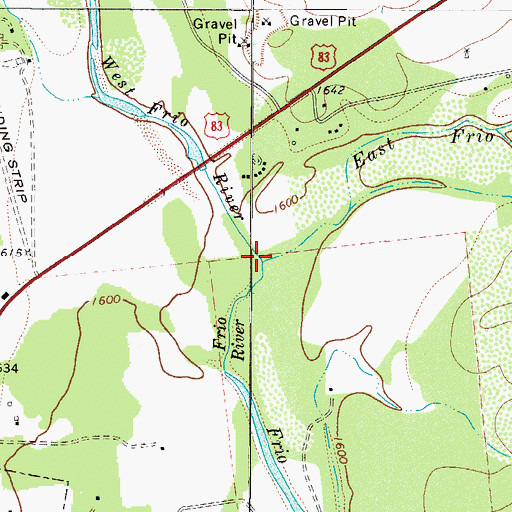 Topographic Map of West Frio River, TX