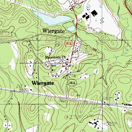 Topographic Map of Wiergate, TX