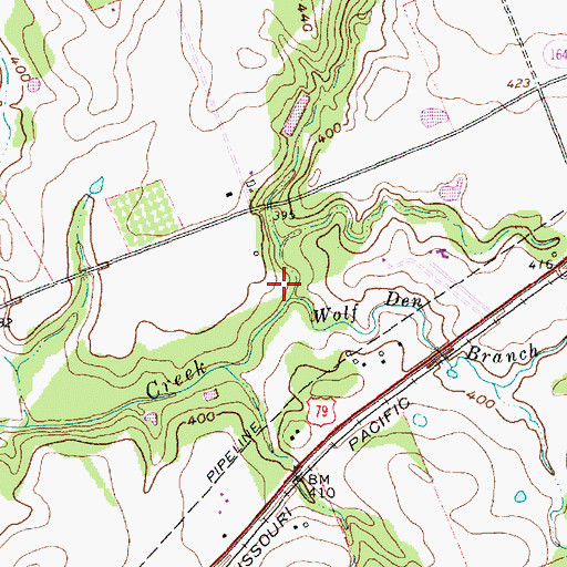 Topographic Map of Wolf Den Branch, TX