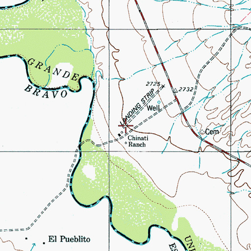Topographic Map of Chinati, TX