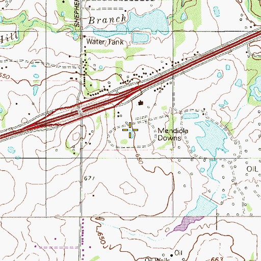 Topographic Map of Mendiola Downs, TX