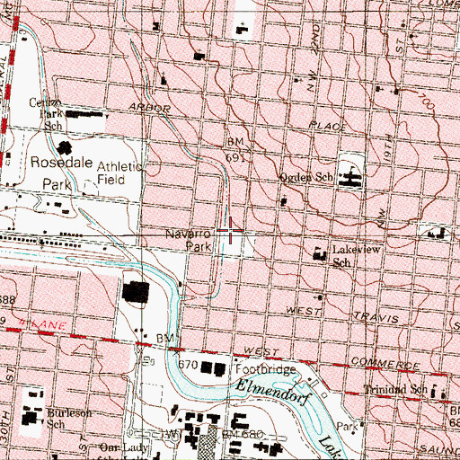 Topographic Map of Navarro Park, TX