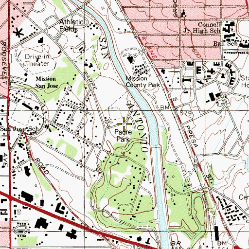 Topographic Map of Padre Park, TX