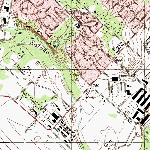 Topographic Map of Ward Park, TX
