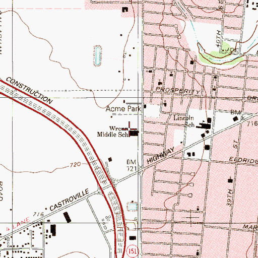 Topographic Map of Wrenn Middle School, TX