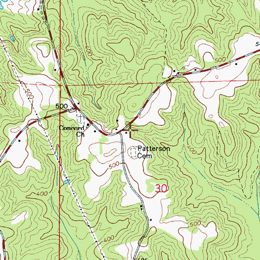 Topographic Map of Concord, AL