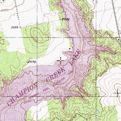Topographic Map of Champion Creek Reservoir, TX