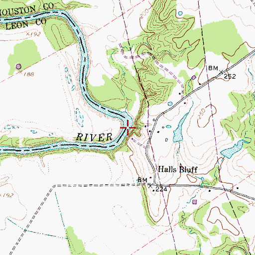 Topographic Map of Halls Bluff Town (historical), TX