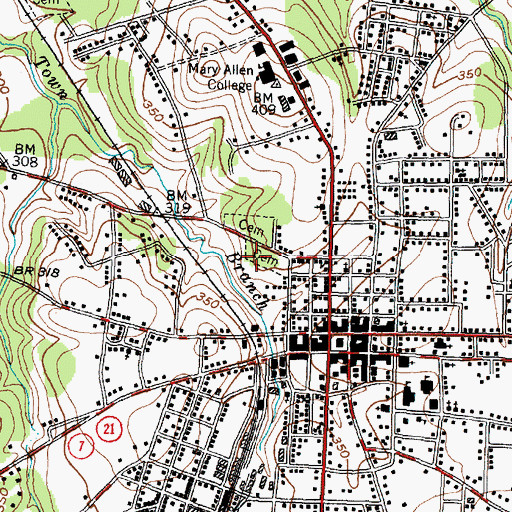 Topographic Map of Glenwood Cemetery South Sector, TX