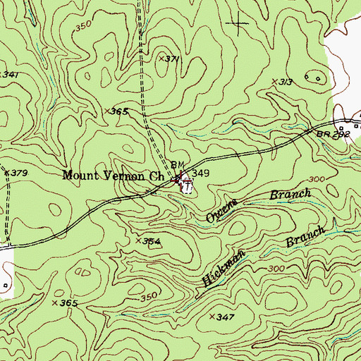 Topographic Map of Mount Vernon Cemetery, TX