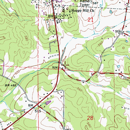 Topographic Map of Mulberry School (historical), AL