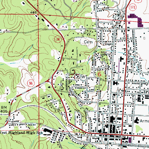 Topographic Map of Old Town, AL