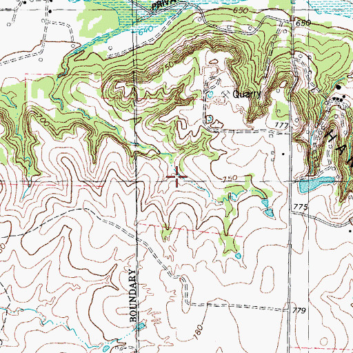 Topographic Map of Delaware Bend, TX