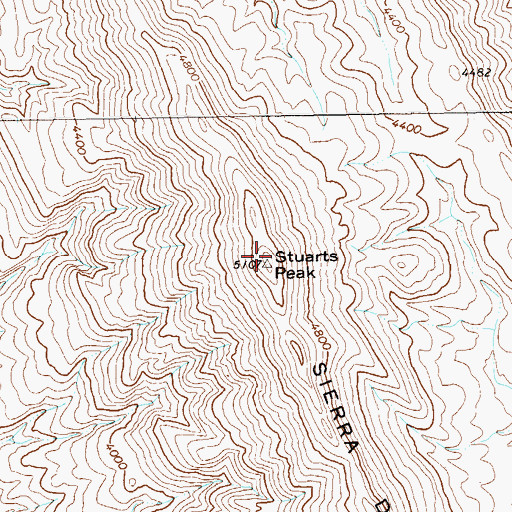 Topographic Map of Stuarts Peak, TX