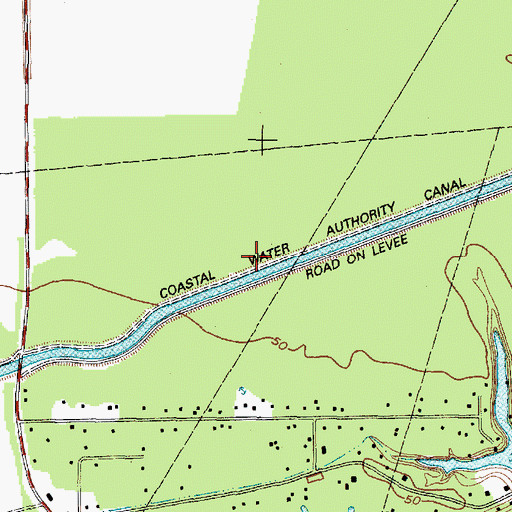 Topographic Map of Coastal Water Authority Canal, TX