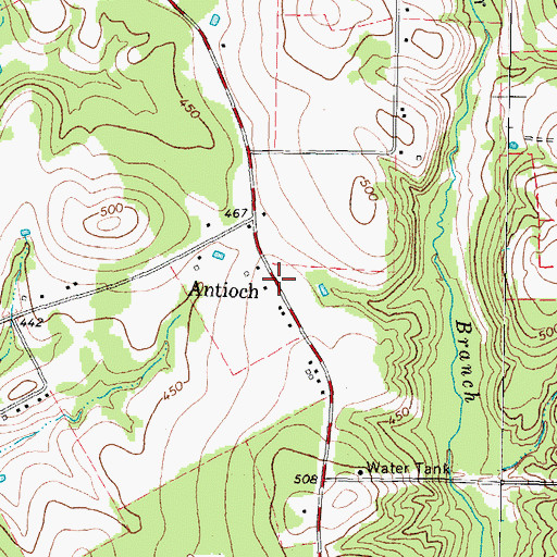 Topographic Map of Antioch, TX