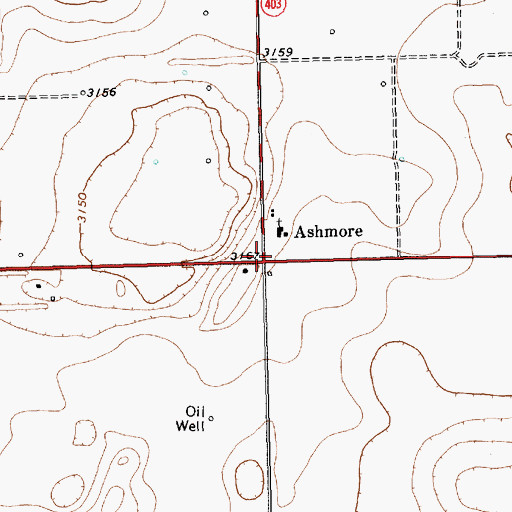Topographic Map of Ashmore, TX