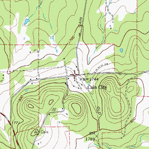 Topographic Map of Cain City, TX
