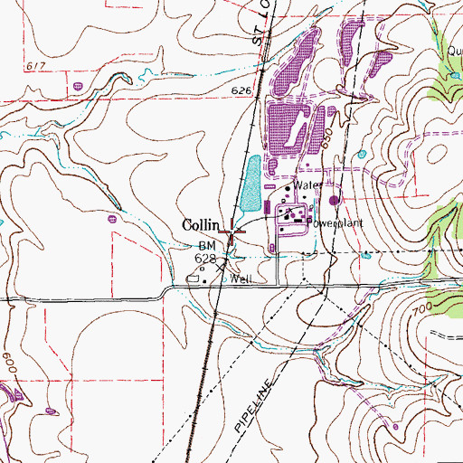 Topographic Map of Collin, TX