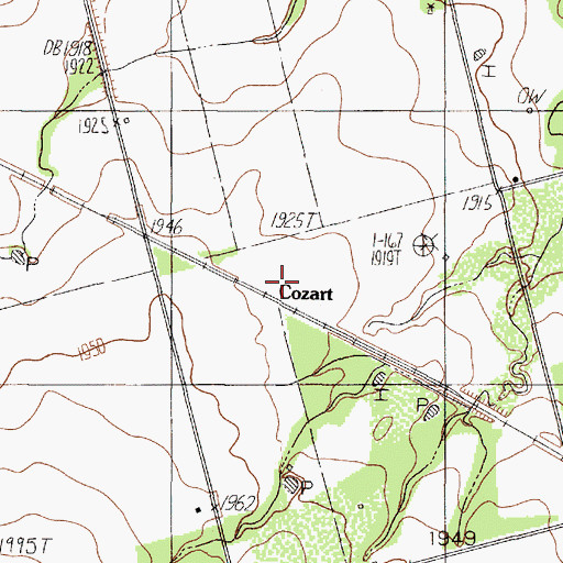 Topographic Map of Cozart, TX