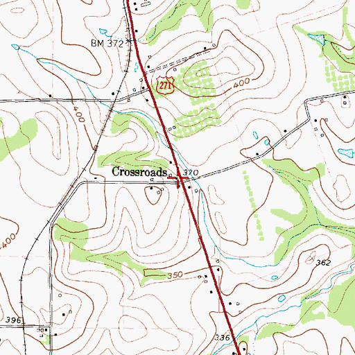 Topographic Map of Crossroads, TX