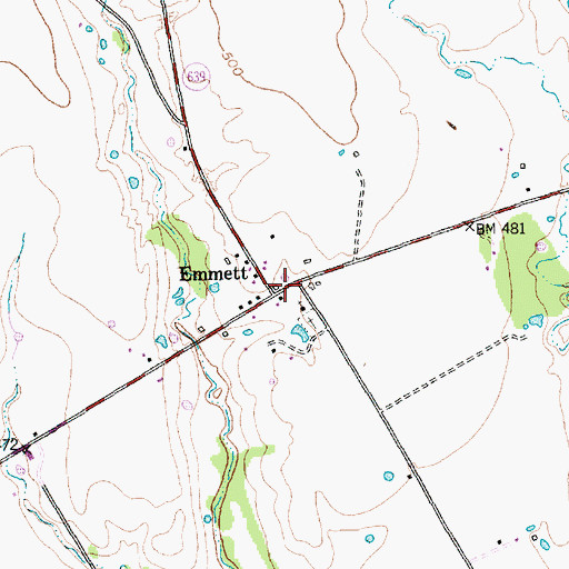 Topographic Map of Emmett, TX