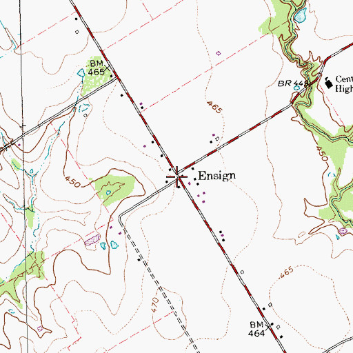 Topographic Map of Ensign, TX