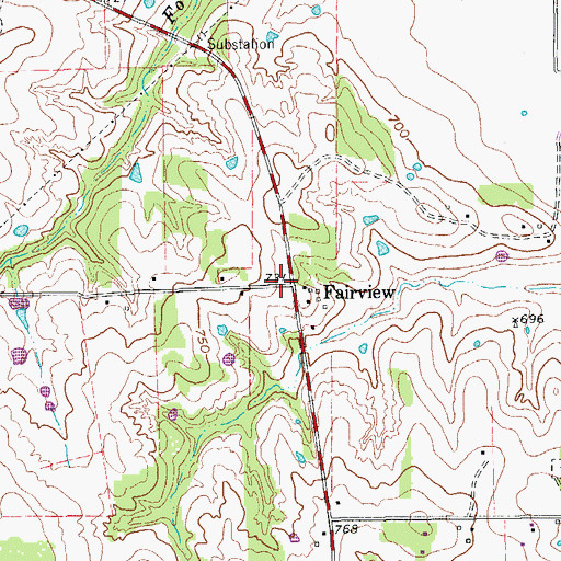 Topographic Map of Fairview, TX