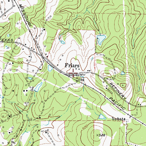 Topographic Map of Friars, TX