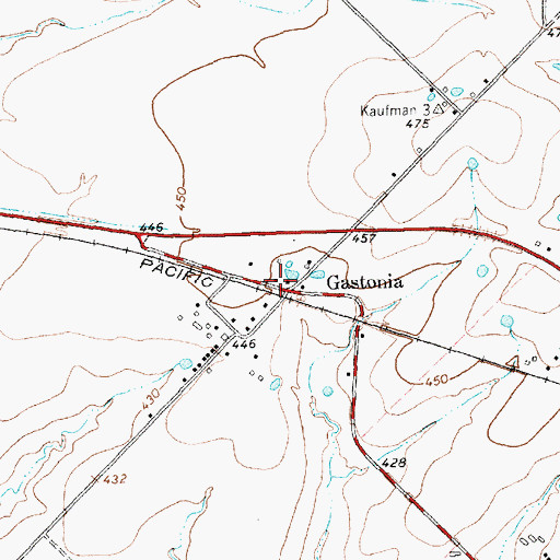Topographic Map of Gastonia, TX