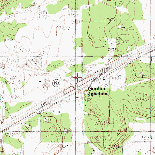 Topographic Map of Gordon Junction, TX