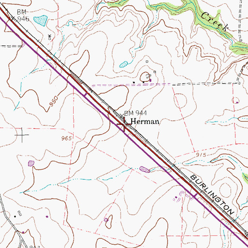 Topographic Map of Herman, TX