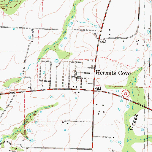 Topographic Map of Hermits Cove, TX